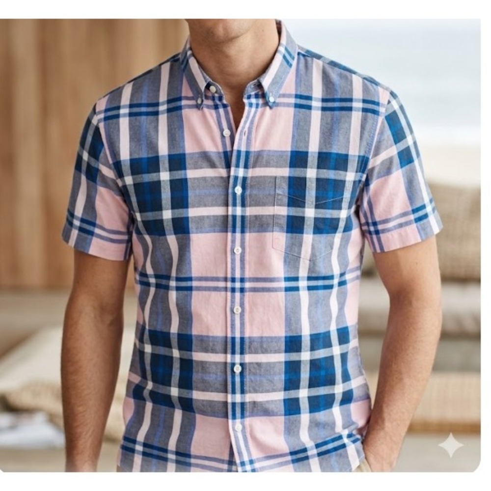 J Crew Classic Mens XL Pastel Plaid Button Down Shirt‎ Cotton Coastal Preppy